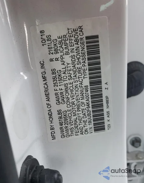 2019 Acura Tlx Tech A-Spec Pkgs из США, поврежденный, VIN 19UUB2F64KA007468